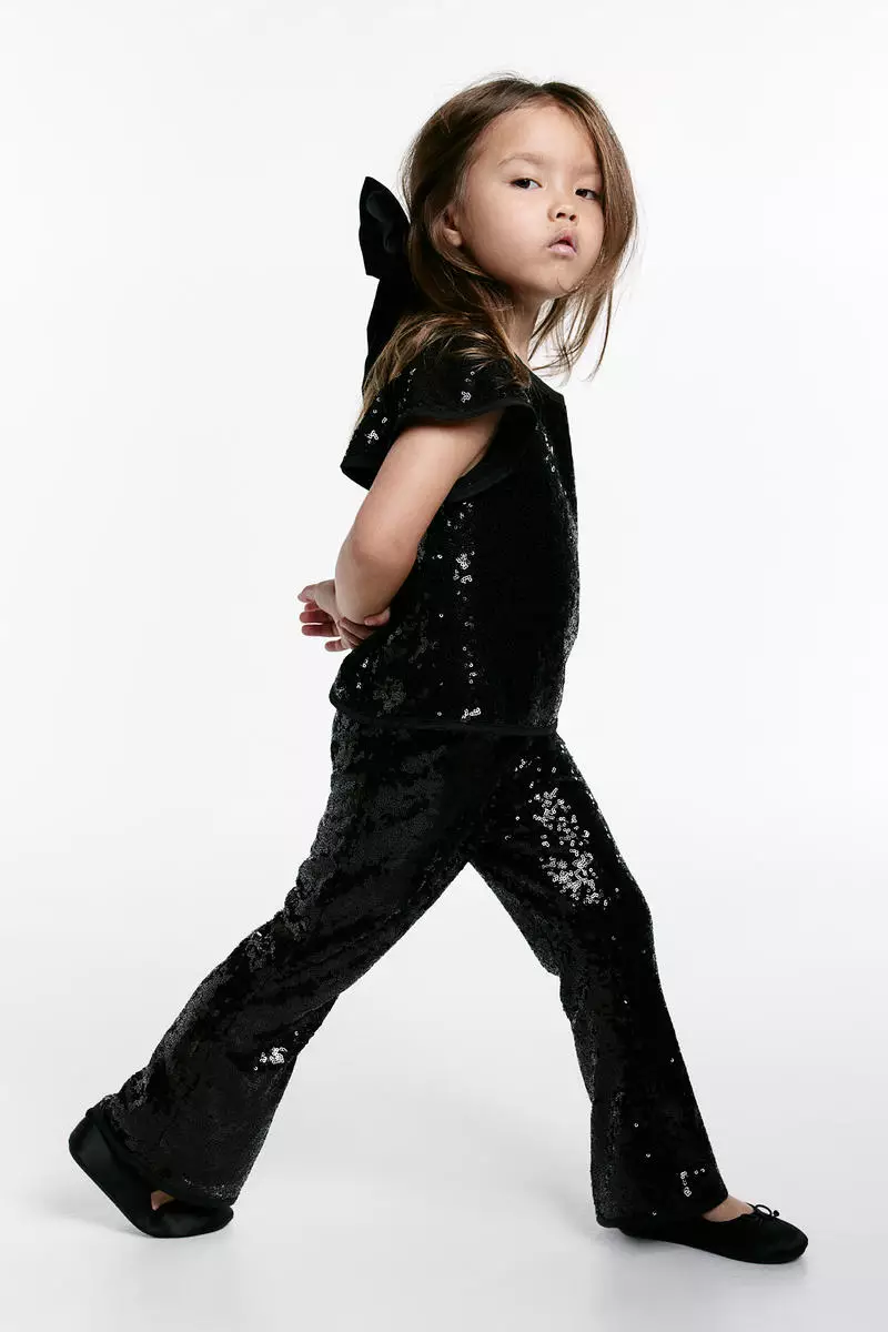 Buy H&M Flared sequined leggings in Black Dark 2024 Online