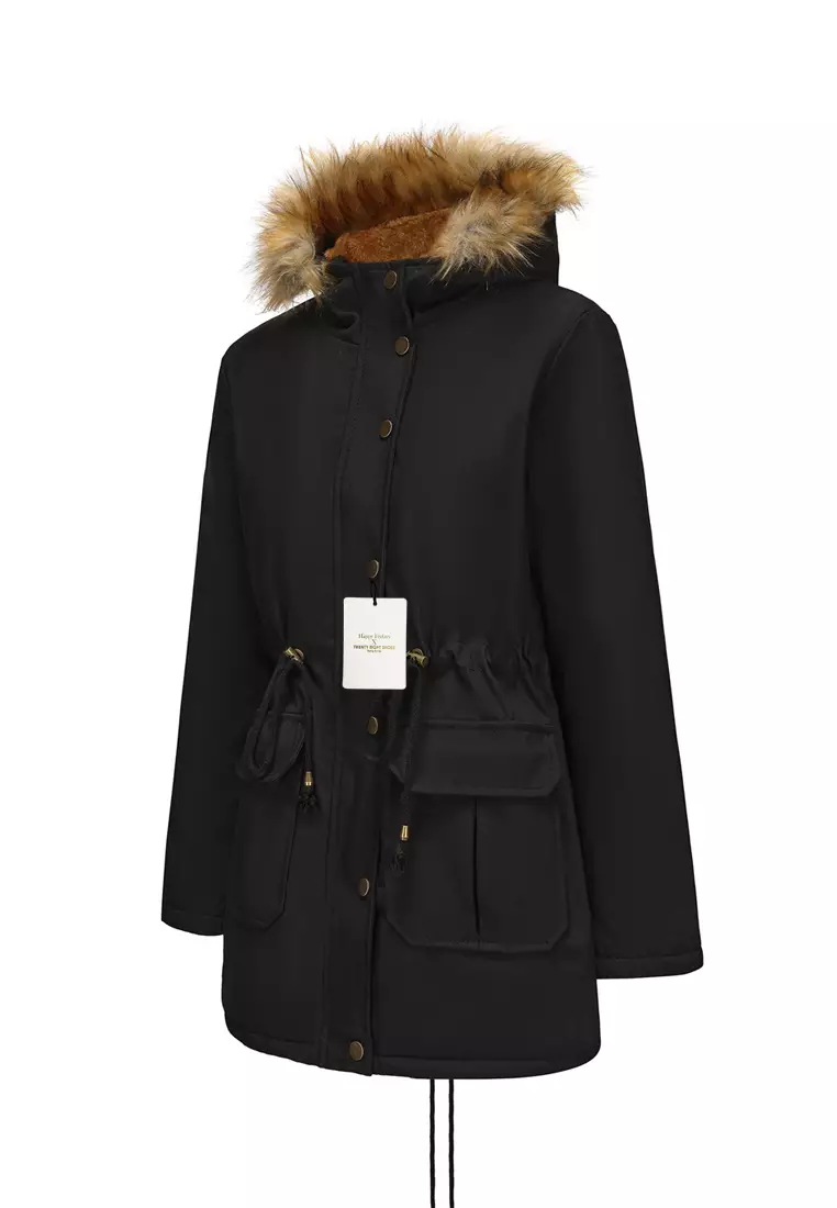 Thick Faux Fur Hooded Cotton Coat AD-D335