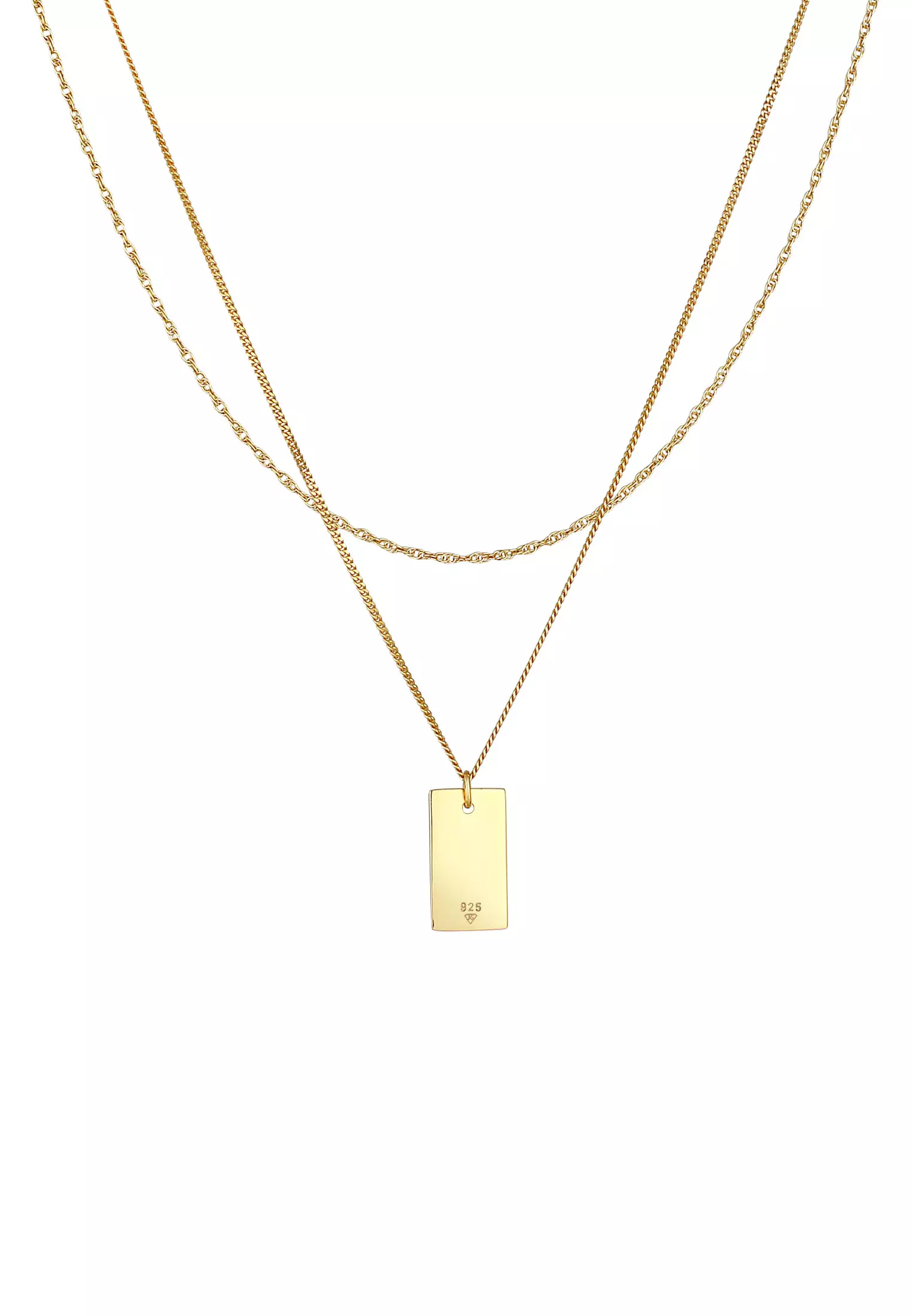 Necklace Layer Rectangle Pendant Twisted Basic Minimalist Trend Gold Plated