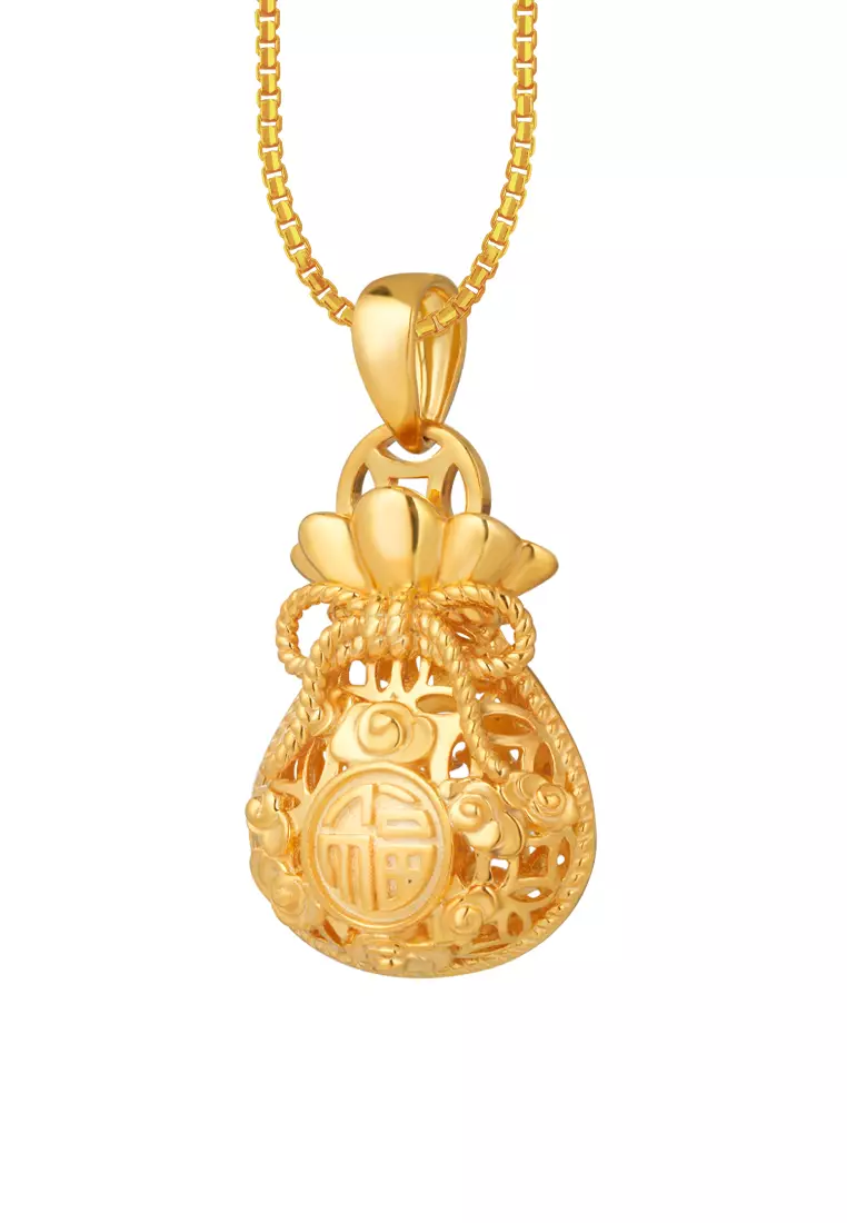 TOMEI Money Bag Pendant, Yellow Gold 916