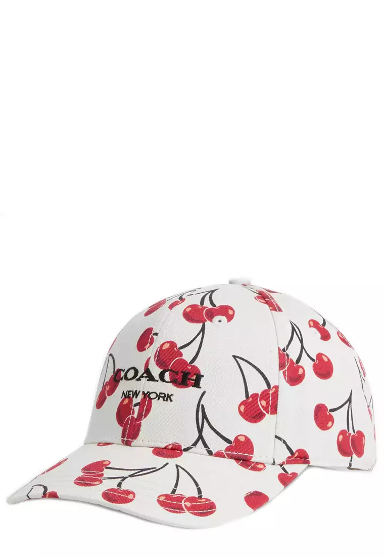Buy Coach Cherry Swirl Print Baseball Hat in Chalk/ Red  display picture 3