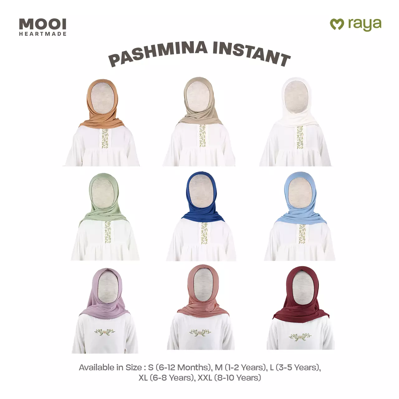 Mooi Pashmina Instan Anak Hijab Anak - White