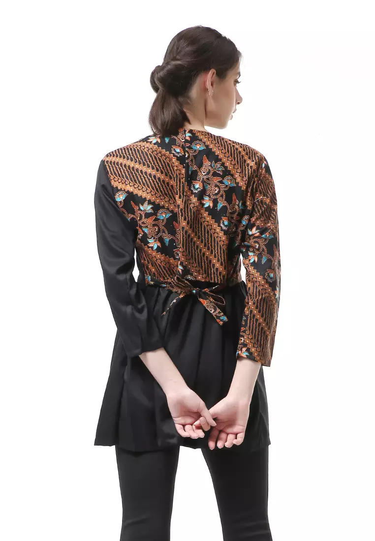 Olaf Atasan Wanita Batik Kerja Elegant Design Material Cotton ORIGINAL - Black