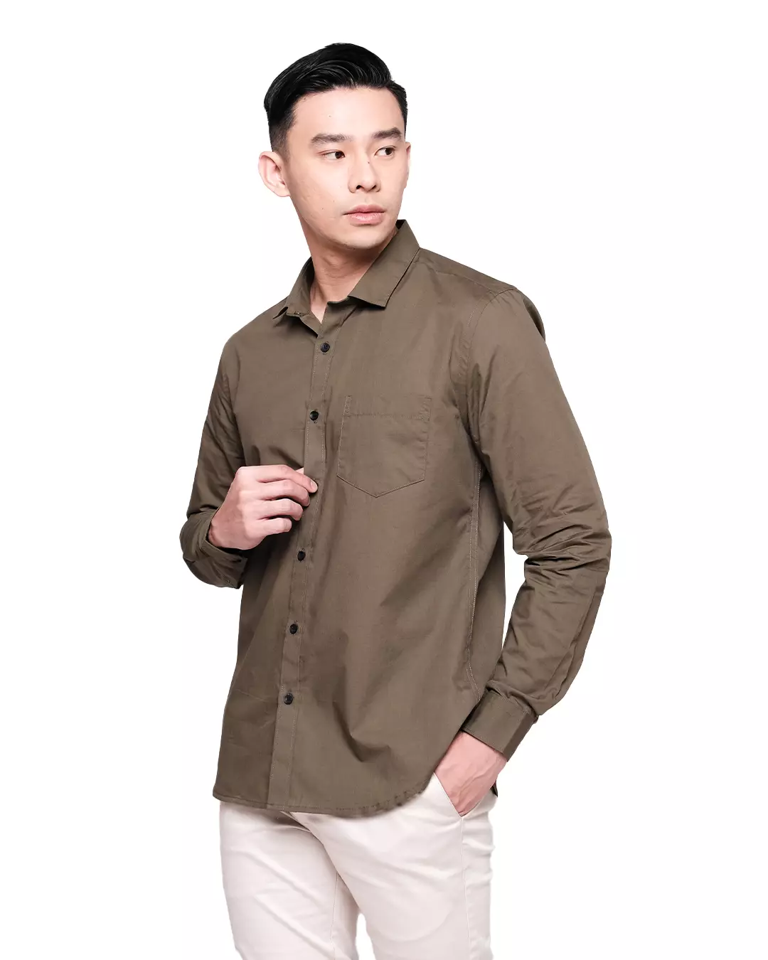 MOC Kemeja Lengan Panjang Pria PEDRO - OLIVE