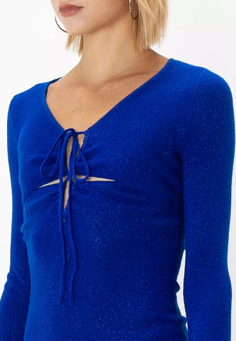 Knitted Mini Dress With Cut Out Front Detail