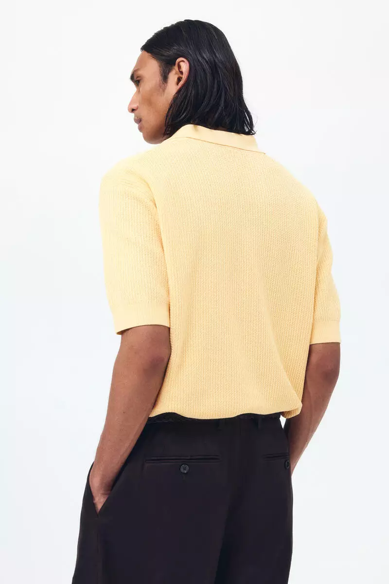 Regular Fit Cable-knit polo shirt