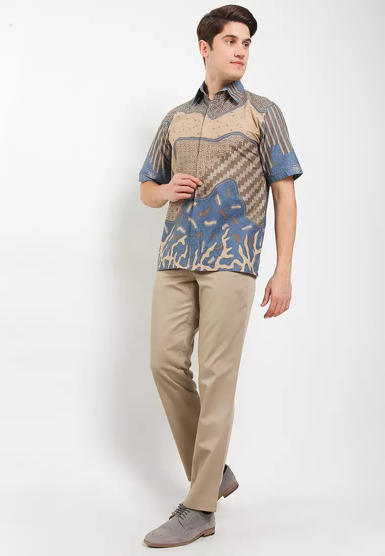 Evano Kemeja Batik Exclusive Premium Pria Casual Modern Lengan Pendek