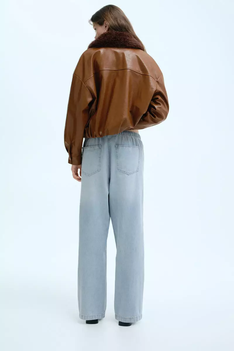 Denim drawstring trousers