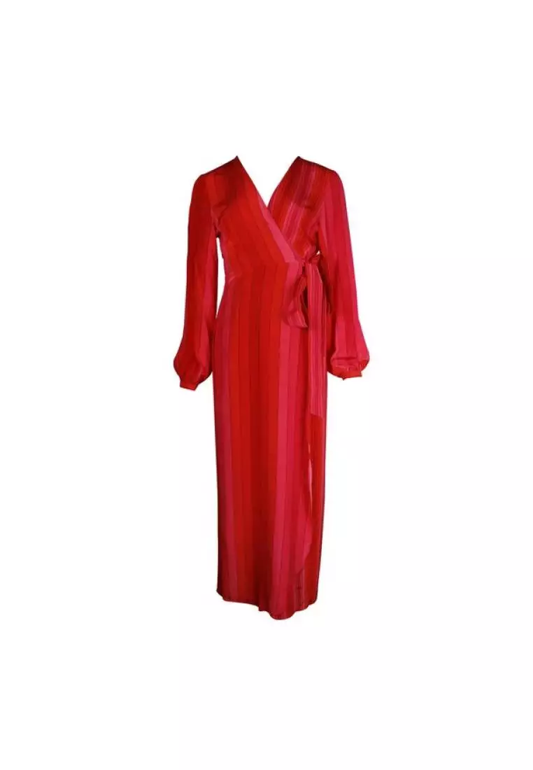 Red long new arrivals wrap dress