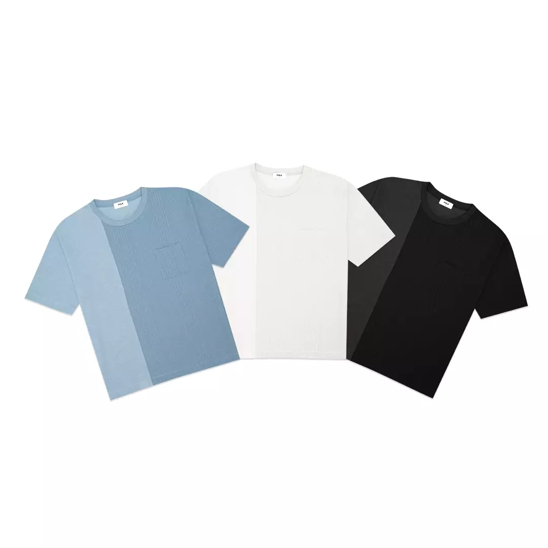 Half Waffle Pocket T-Shirt Blue