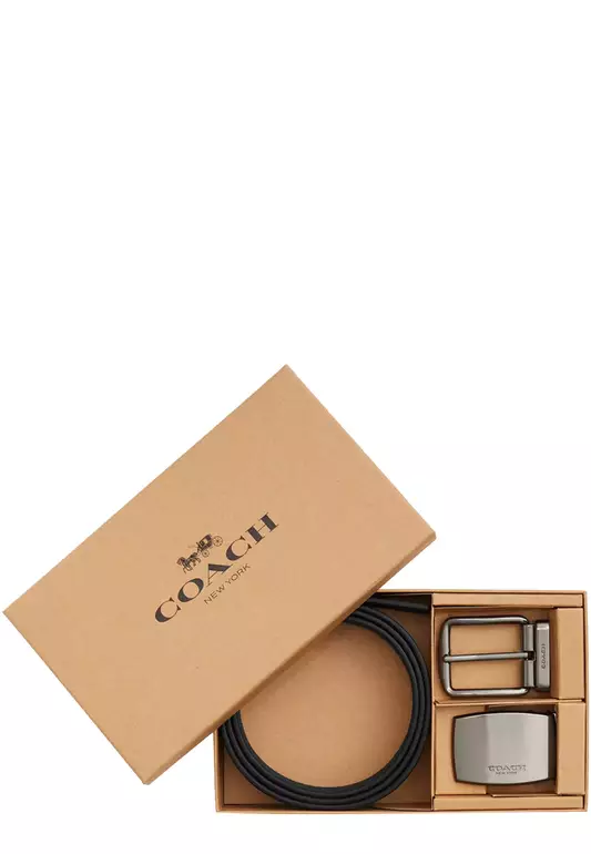 Boxed Plaque And Harness Buckle Cut To Size Reversible Belt, 38 Mm in Charcoal/ Black CW362