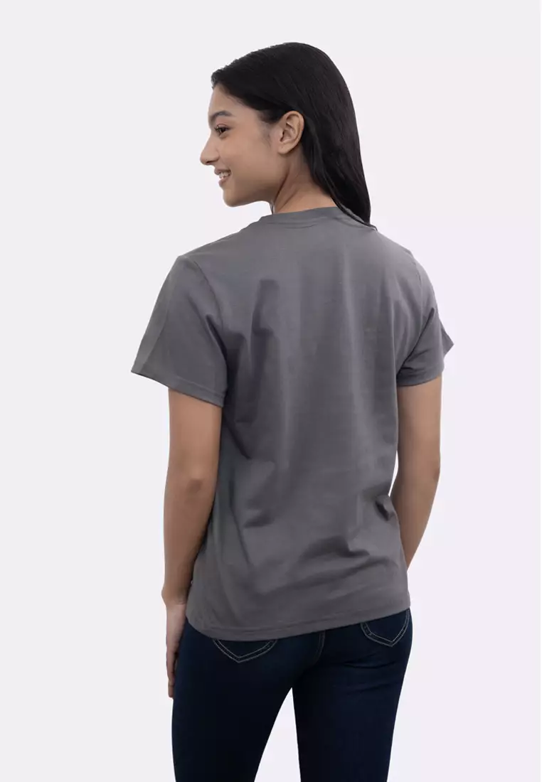 Ladies Grey Round Neck T-Shirt