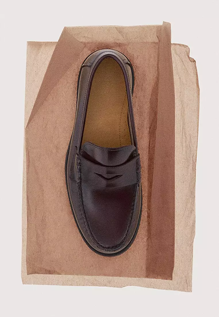 Aged-Leather Loafers