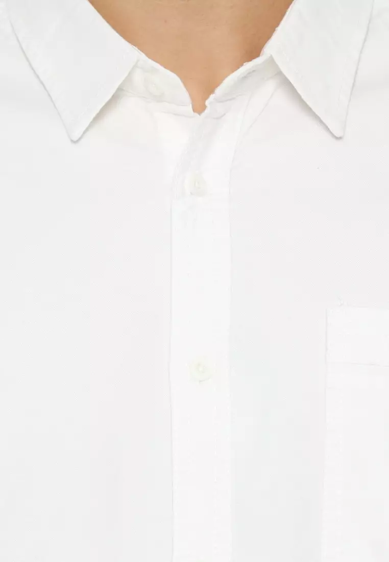 POLICE Kemeja Polos Cotton Putih Regular Fit Pria