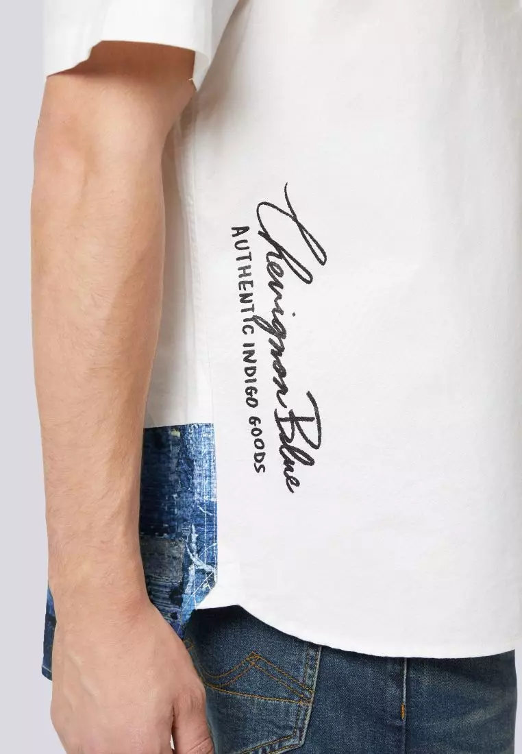 男裝修身 V57 藍染古布牛津裇衫