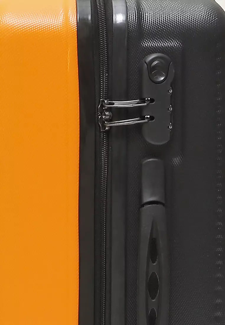 Carlton Koper Hardcase Unisex Size 20 Inch Dual Tone Color Large Compartment Suitcase Code Lock System Material ABS+PVC Coated ORIGINAL - Orange Black