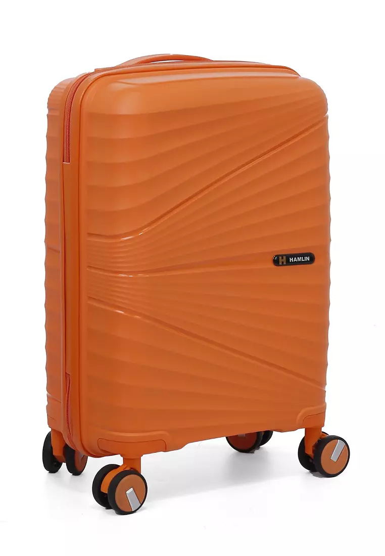 Carlton Koper Size 20inch Unisex Lock Anti Theft Zipper Suitcase Material Fiber ORIGINAL - Orange