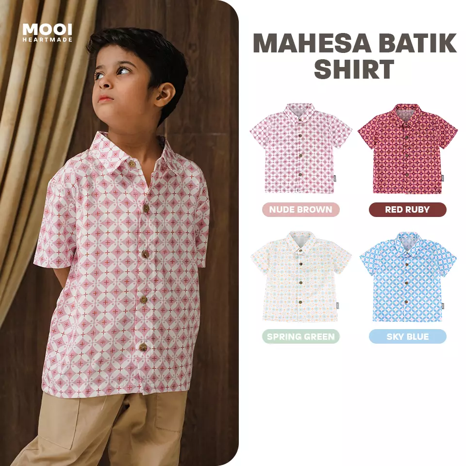 Mooi Atasan Batik Kemeja Anak Laki-Laki Mahesa Batik Shirt - Nude Brown