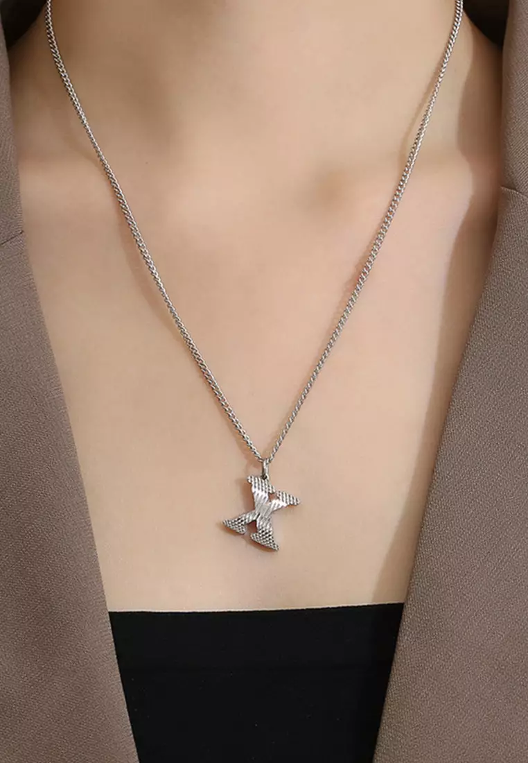 Unisex Design Titanium Steel Alphabet Pendant Necklace JW QF-DZ474