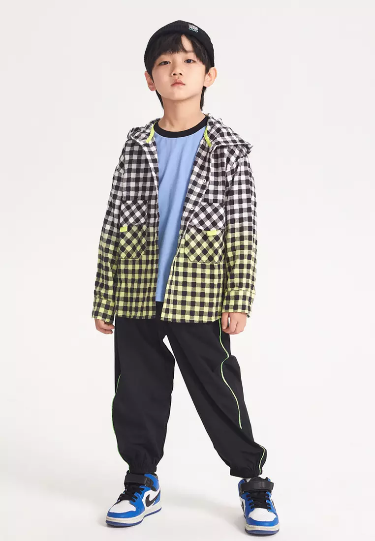 Checkered Long Sleeve Shirt With Hoodie