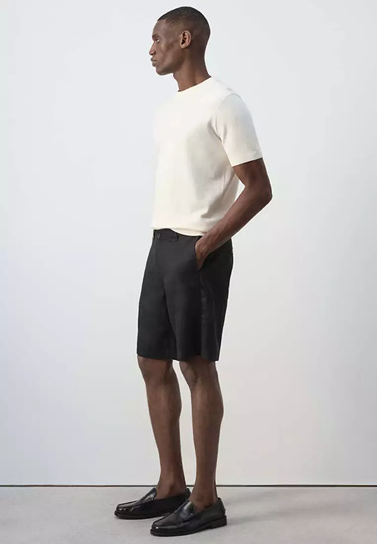 Slim-Fit 100% Linen Bermuda Shorts