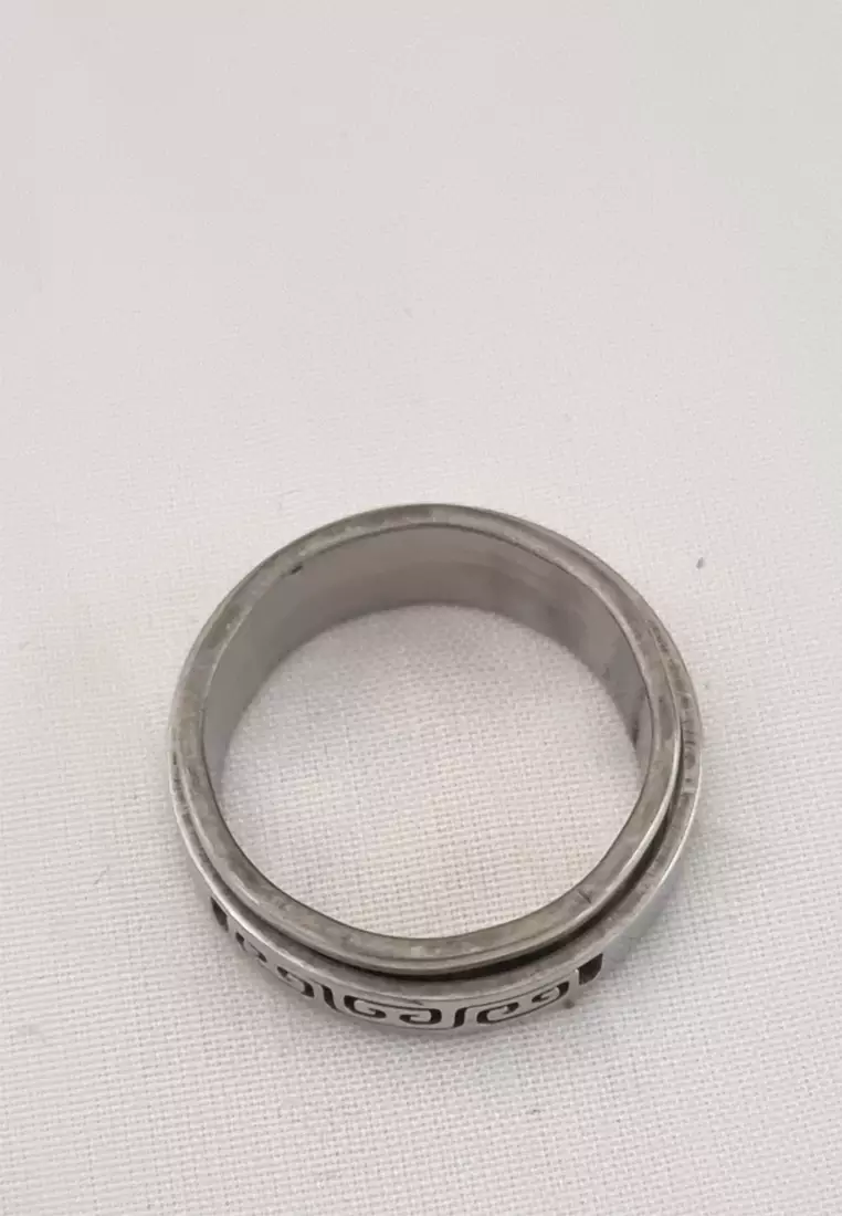 Waves Pattern Men's Ring Cincin Pria Silver