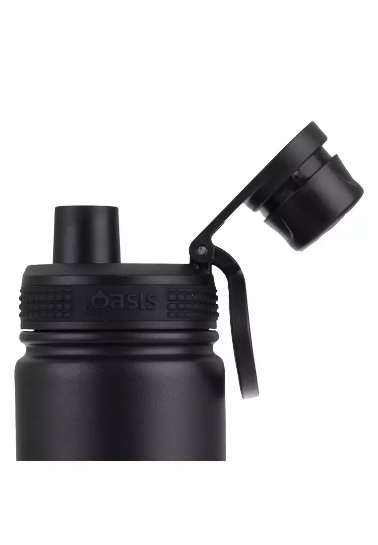 Oasis Stainless Steel Insulated Sports Water Bottle with Screw Cap 550ML - Black