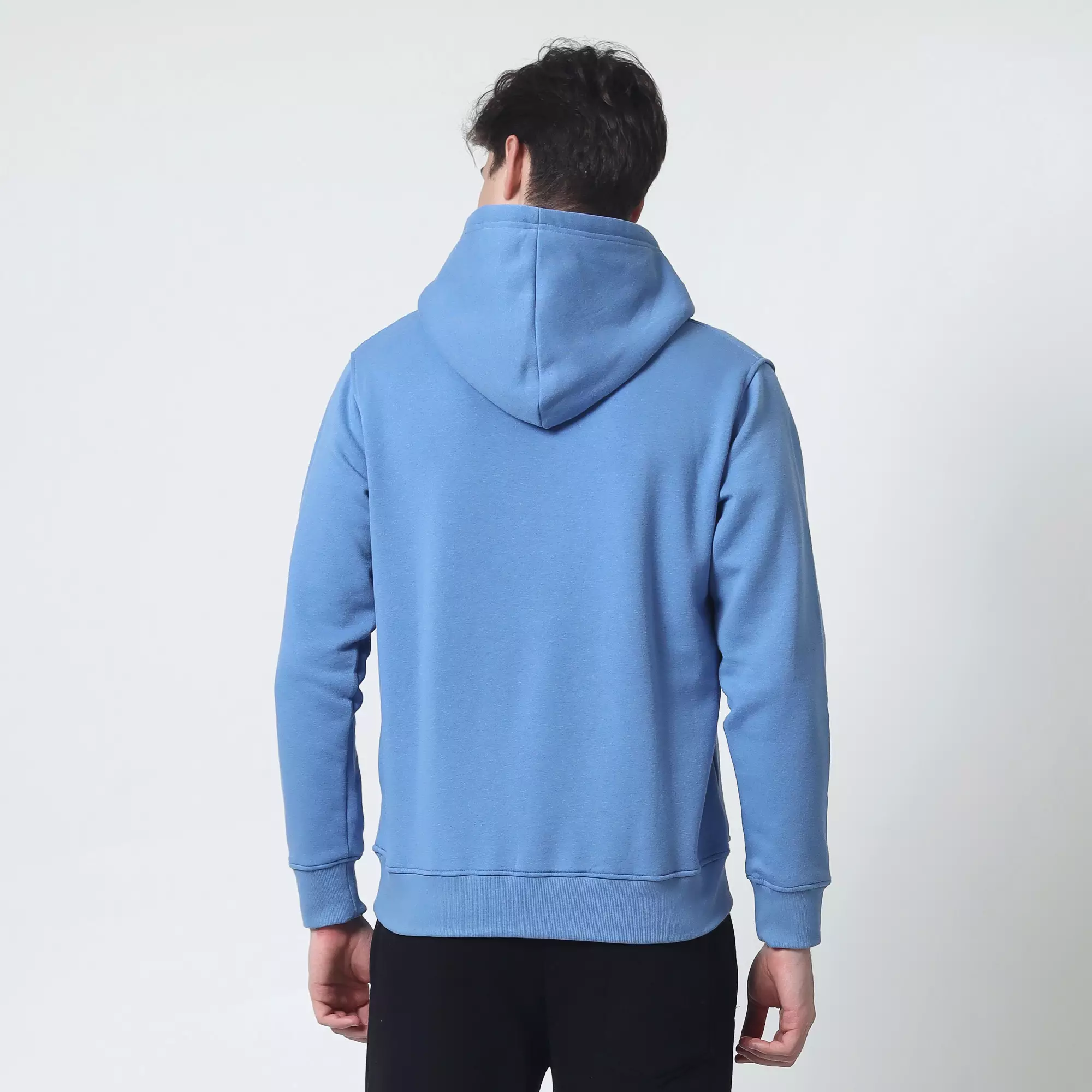 Cotton Well Cozzie Hoodie Sweatshirt with Hidden Pocket Steel Blue | Jaket Pullover Fleece dengan Kantong Tersembunyi Biru Tua
