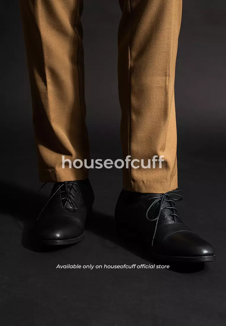 Sepatu kulit pria formal pantofel oxford quarter cap toe hitam