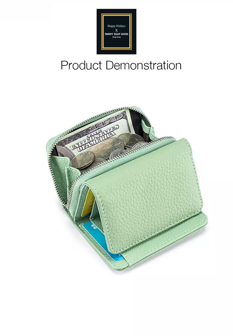 HAPPY FRIDAYS Full Grain Leather RFID Security Trifold Purse JW AN