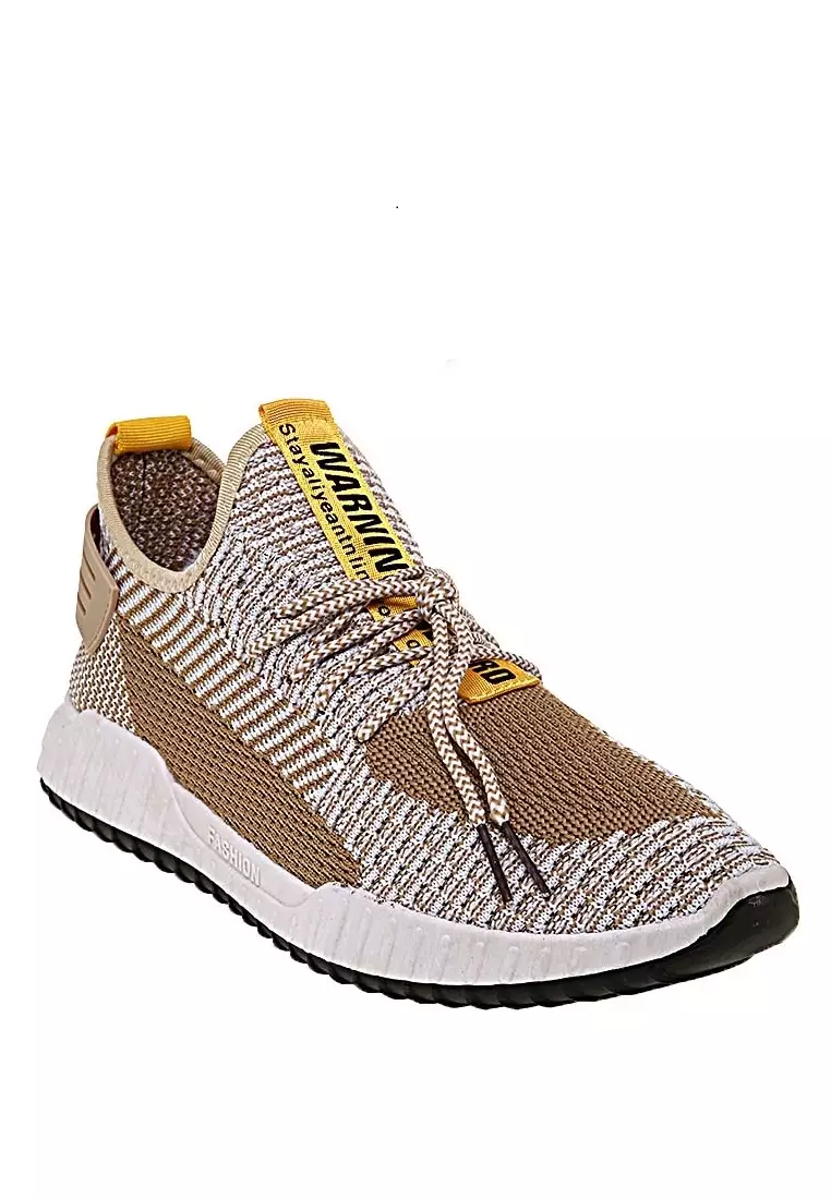 Chayton Sepatu Olahraga Pria Sneakers Casual Sport Shoes Material Flyknit Mesh ORIGINAL - Khaqi