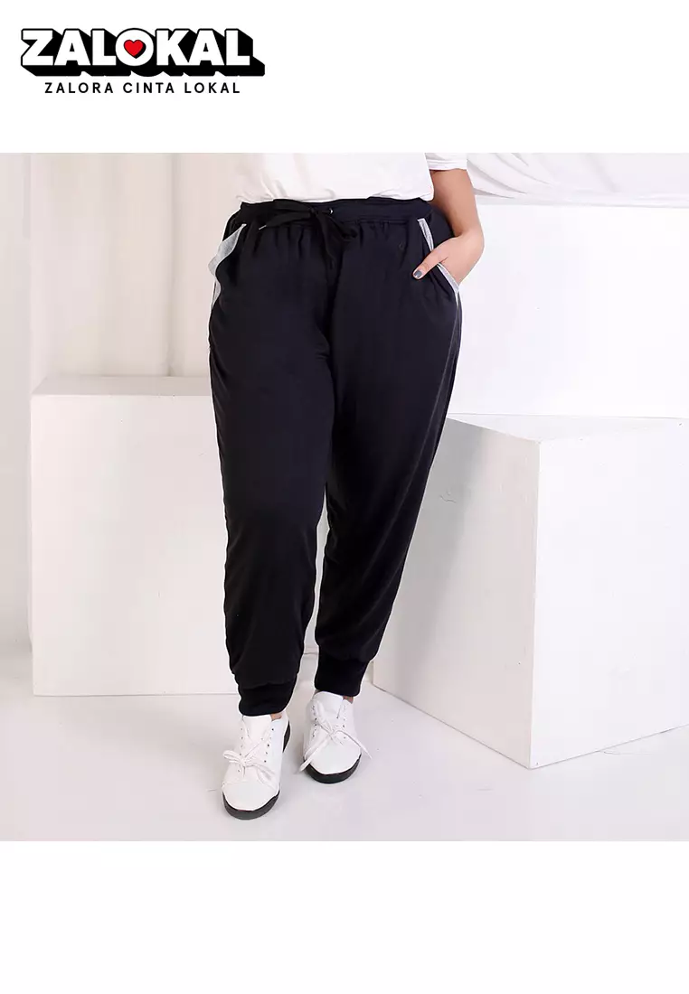 OKECHUKU Maura Big Size Celana Joger Panjang Wanita Hitam Casual Training Jumbo Murah