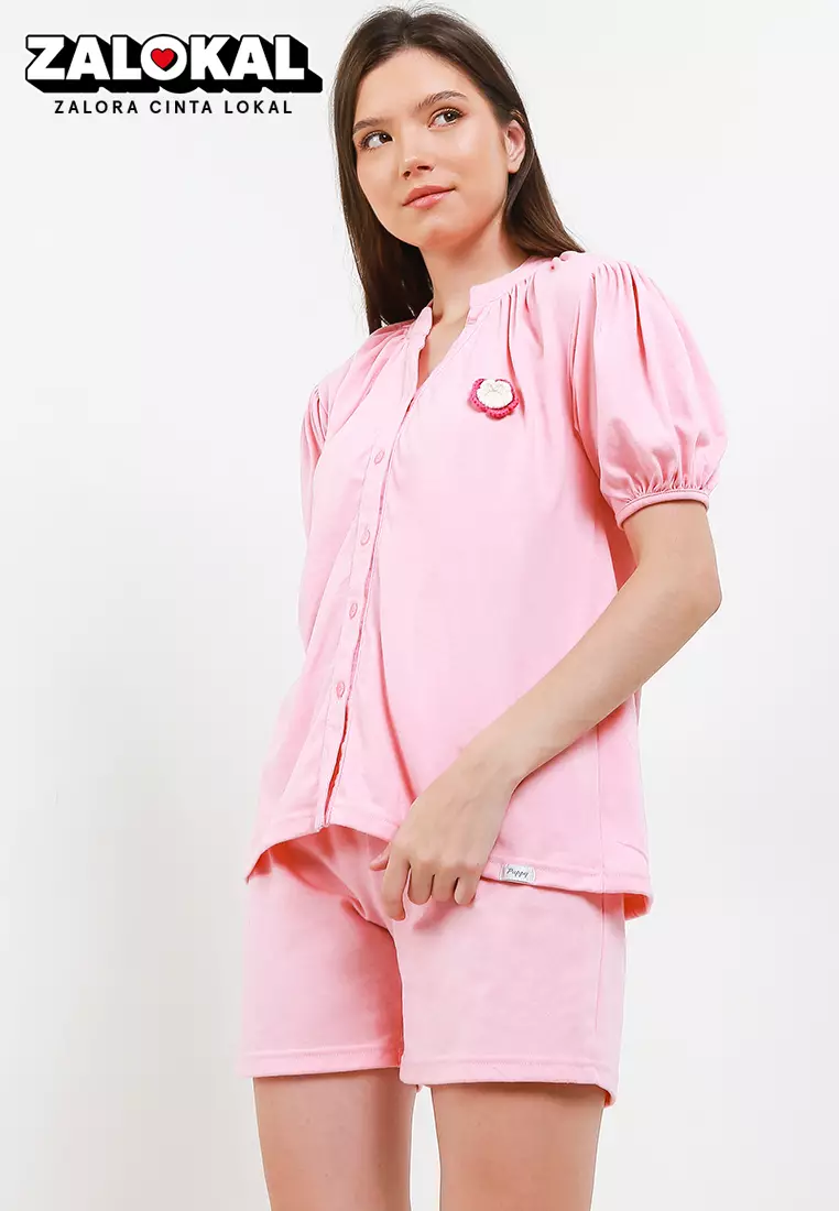 Pyama Baju Tidur Short Sleeve Short Pants Set Sleepwear