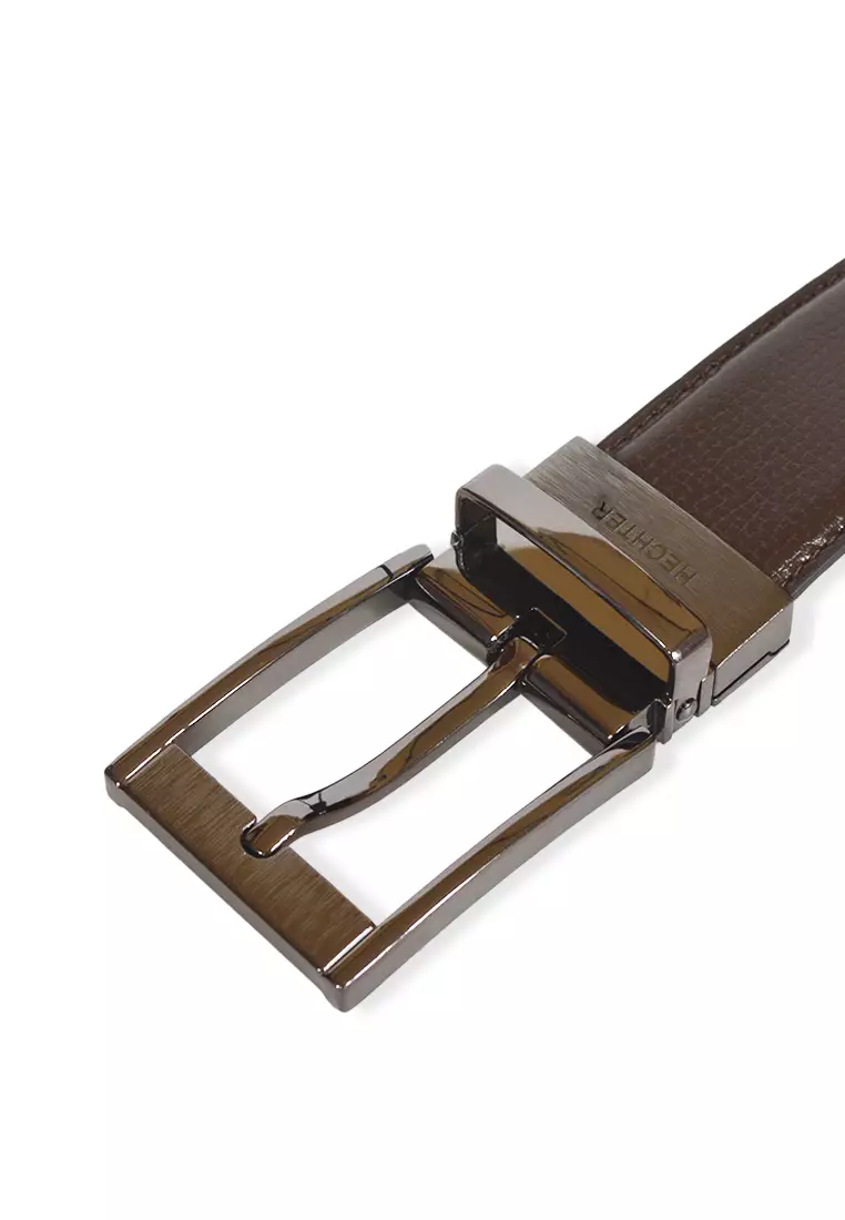 Dark Brown Genuine Split Leather Reversible Belt