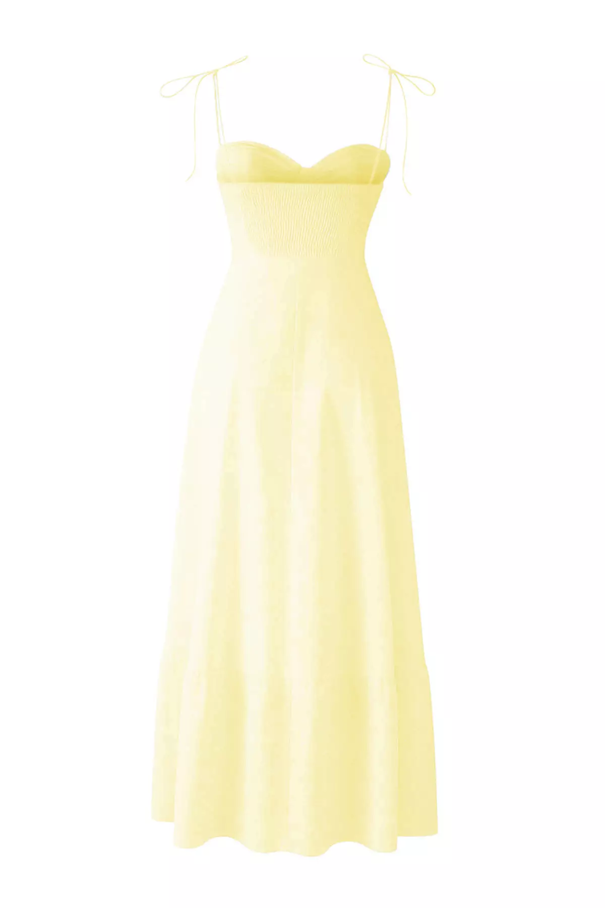 Light Yellow Waist Opening Drape Detailed Strap Woven Maxi Dress