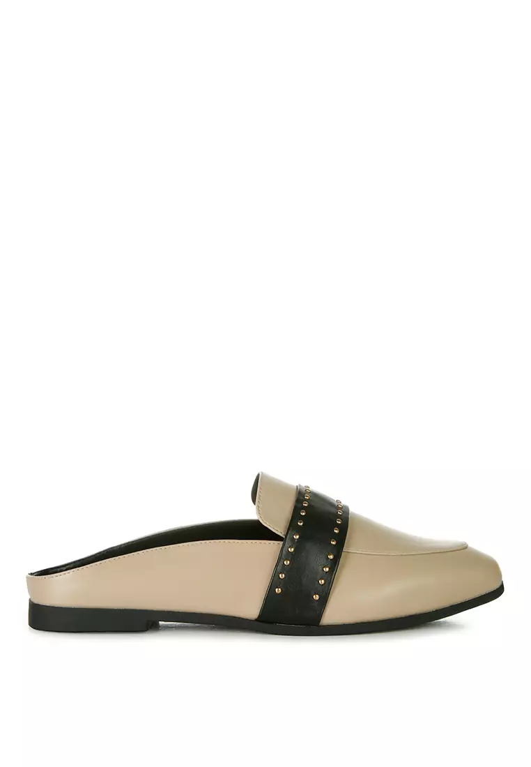 Discount on London Rag  shoes - SKU: Taupe Studded Flat Mules