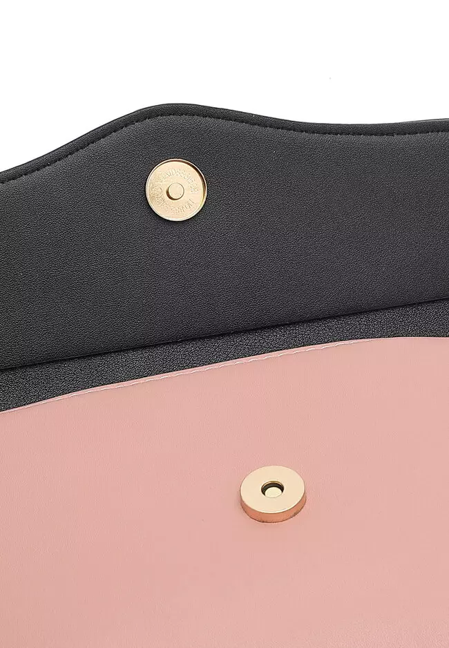 Faux Leather Sling Bag / Crossbody Bag - Pink