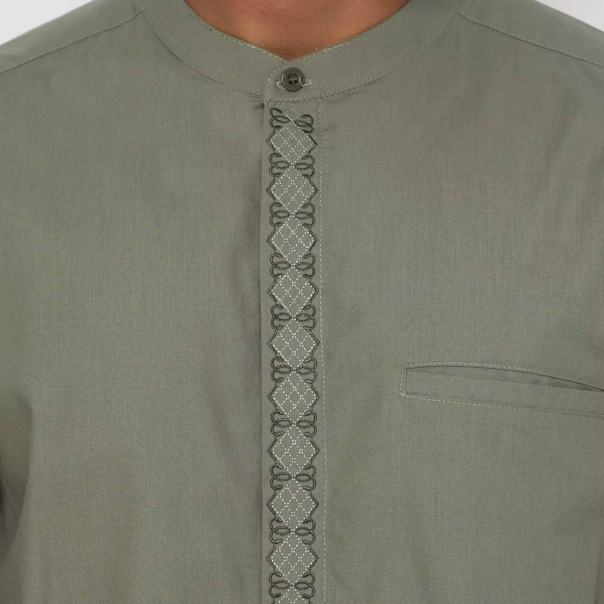 Platini Kemeja Pria Koko Shanghai Lengan Panjang Katun Hijau Army 06109