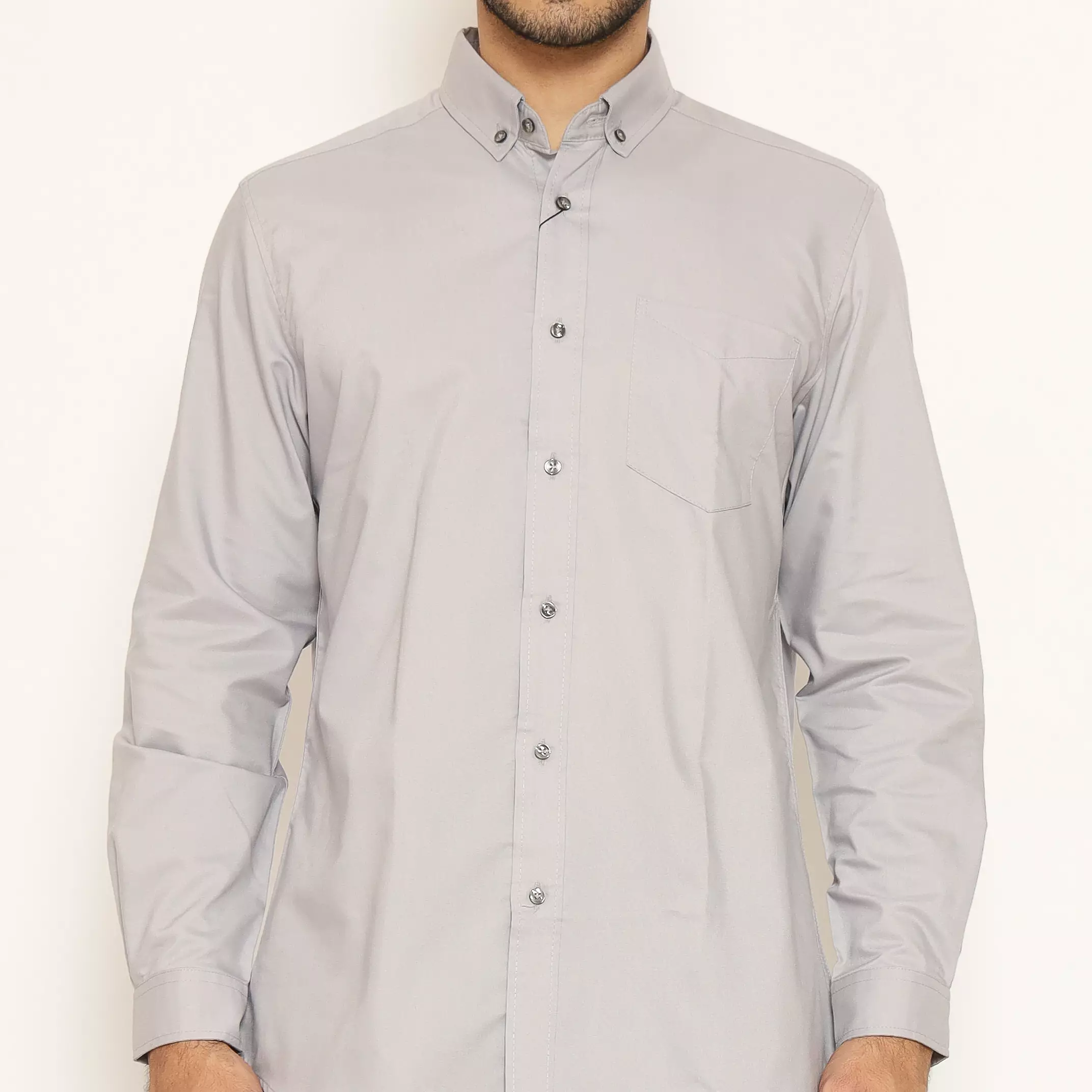 Schoeller Kemeja Pria Lengan Panjang Polos Warna Abu-abu – TERRENCE-MLNS