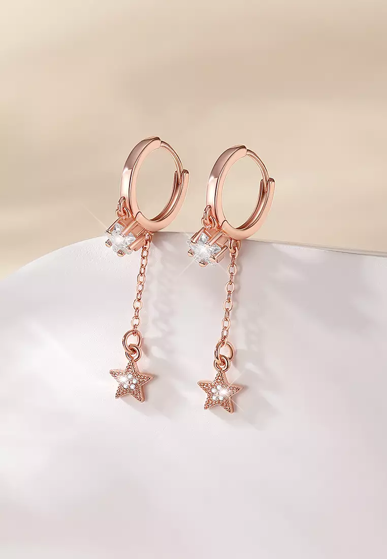 Anting Wanita Berlian Dilapisi Platinum Original Star Style Fashion Korea Anting Giwang Tusuk Cewek