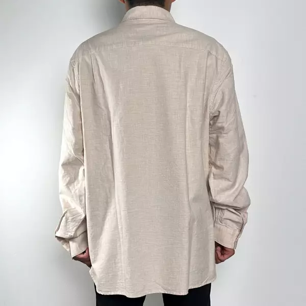 Kemeja FRED PERRY LOGO POCKET BLACK BEIGE LONG SHIRT 100% ORIGINAL