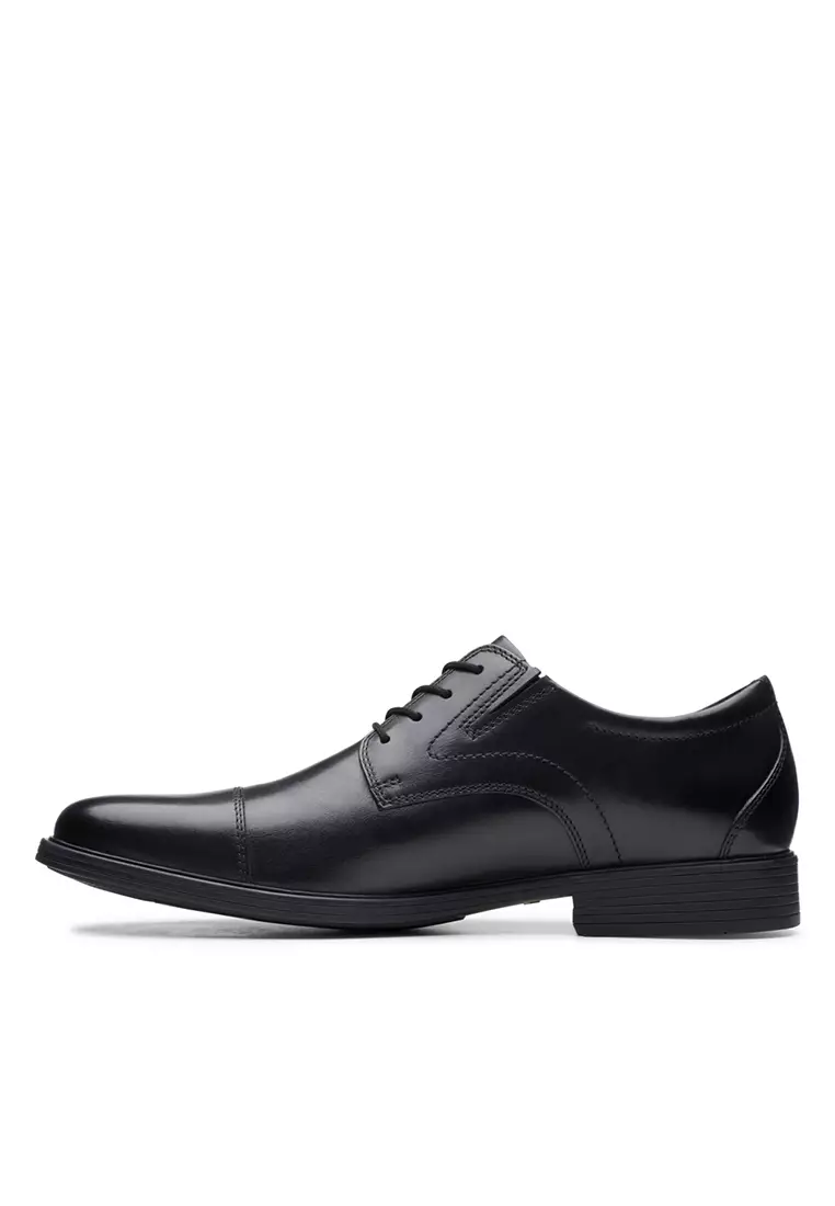 Mens Whiddon Cap Formal Shoes Black Leather - Wide Fit