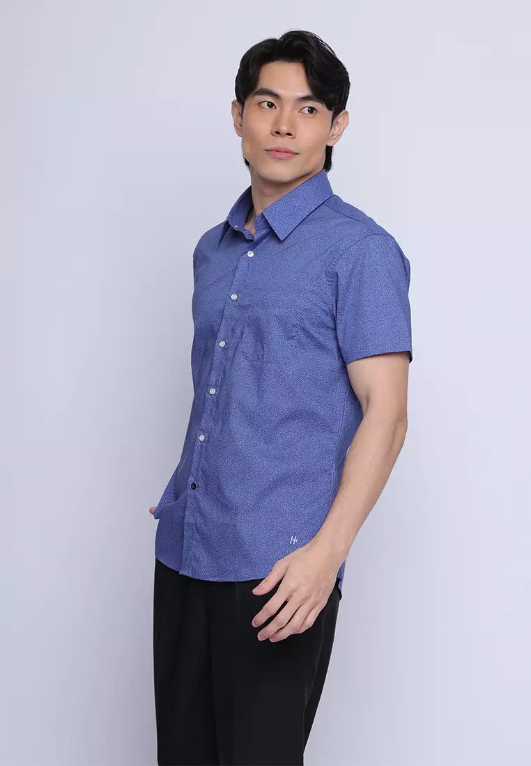 Printed Stretch Short Sleeve Casual Shirt