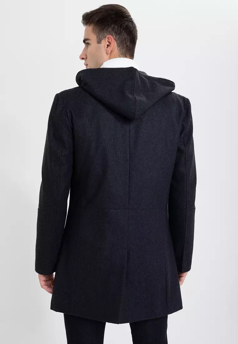 Detachable Hood Woolen Trench Coat