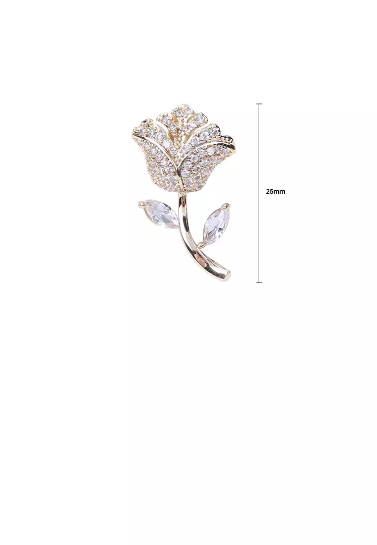 Gold rose brooch hot sale