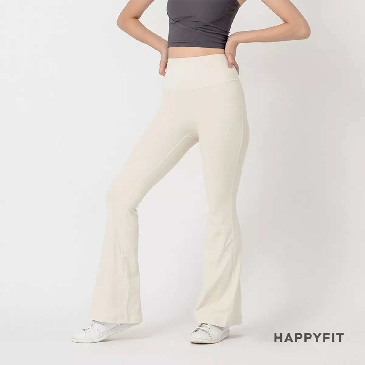 HAPPYFIT Flare Free Size Yoga Pants Coconut