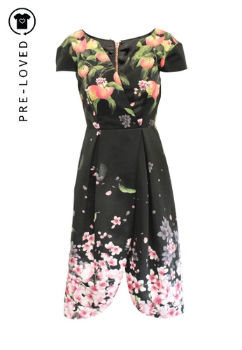 Buy Ted Baker Pre Loved Ted Baker Peach Print Pleated Dress Online