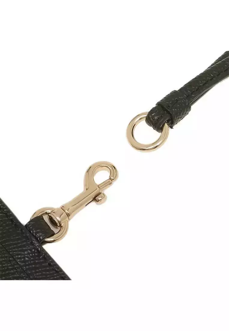 Coach ID Lanyard Crossgrain Leather Black