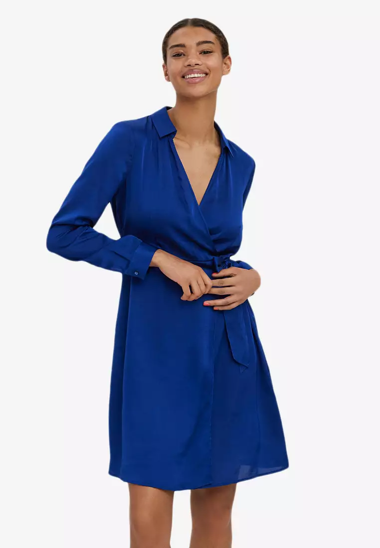 Buy Vero Moda Neel Long Sleeves Fake Wrap Dress 2024 Online | ZALORA ...