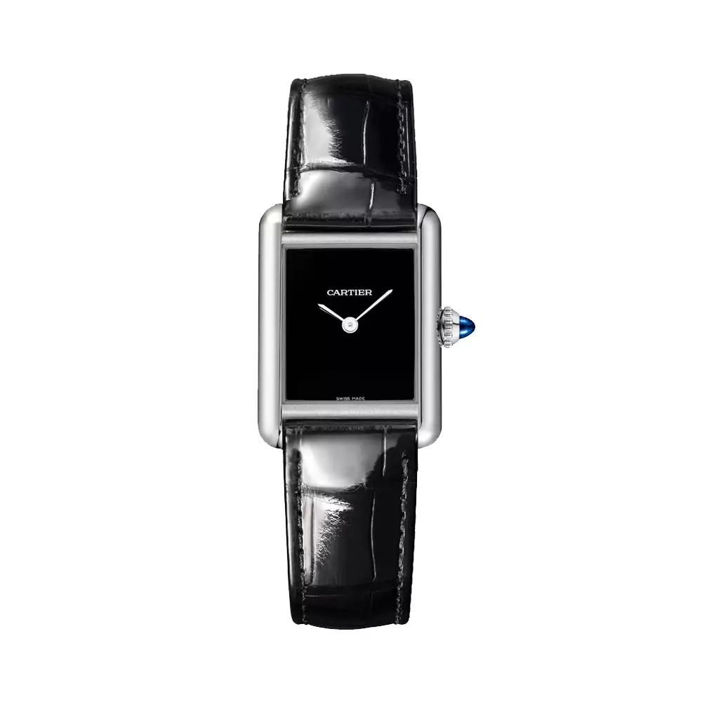 Tank Must De Cartier 22 - WSTA0071 Black Lacquered Dial Black Alligator Strap
